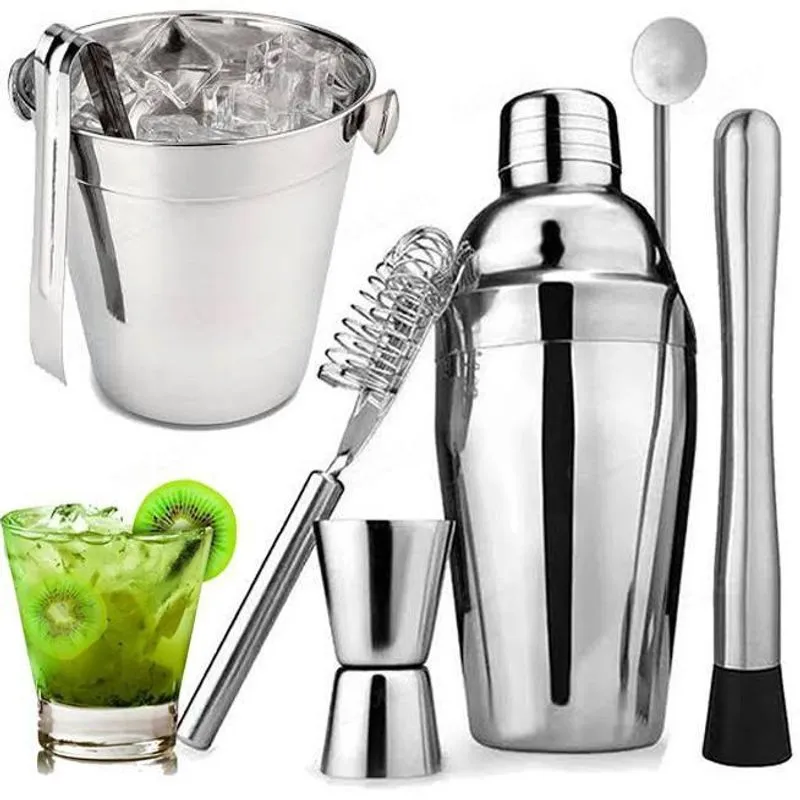 Kit Coqueteleira Barman Profissional Aço Inox 500Ml 7 Peças