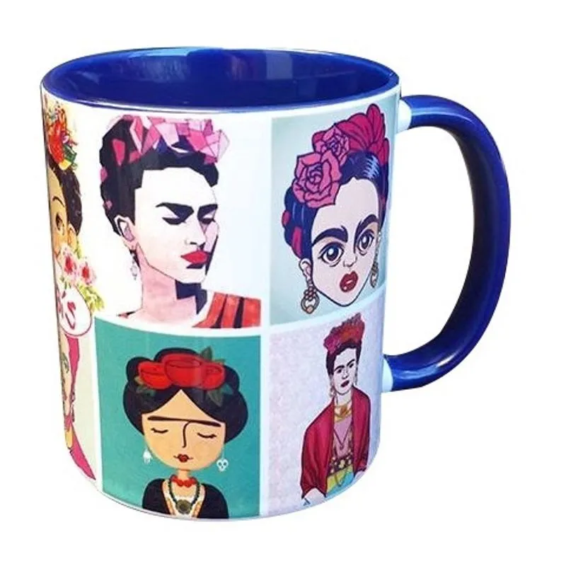 Caneca Cerâmica Azul Pintora Mexicana Magdalena Carmen Frida Kahlo