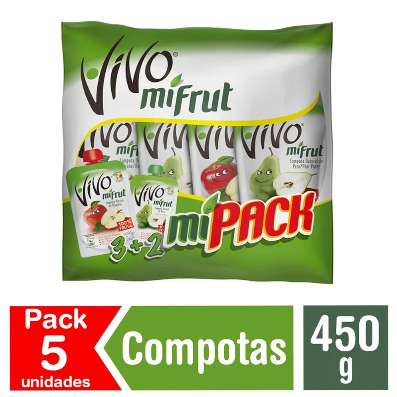 Pack Compota Vivo Mifrut 90 g 5 un.