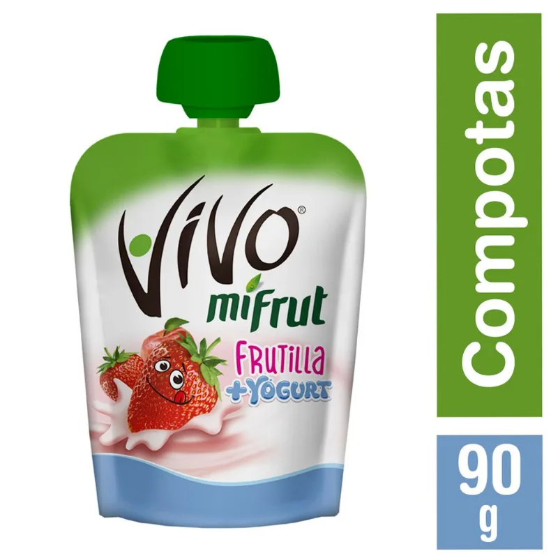 Compota Vivo 90 g, Mifrut, Yogurt Frutilla