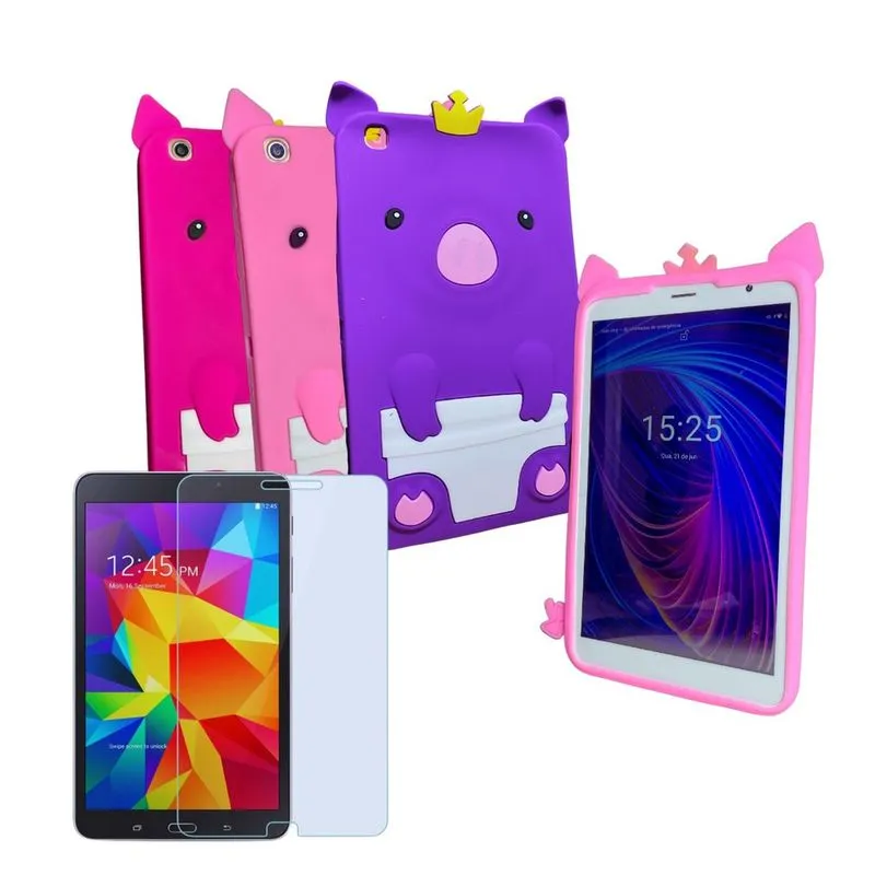 Capa infantil + Película p/ Proteção Tablet PTB8RRG, PTB8RSG - 8 polegadas