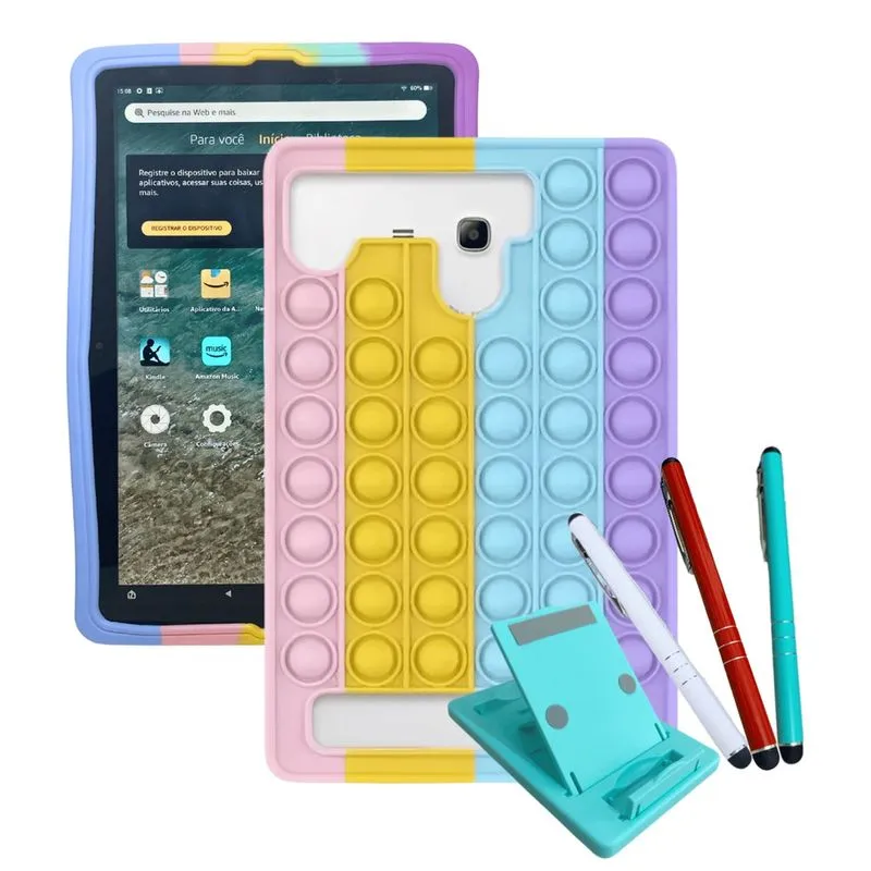 Capa infantil Emborrachada p/ Tablet Amazon HD10 Kit Caneta e Suporte