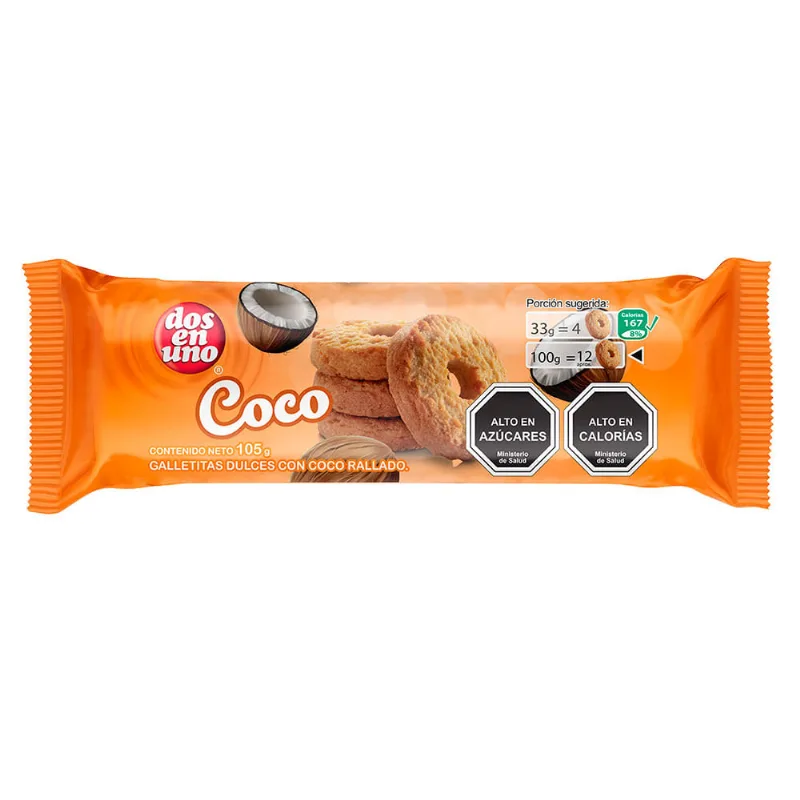 Galletas Dos en Uno Coco 105 g