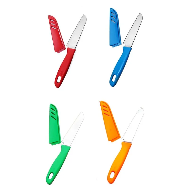 Kit 4 Facas Para Legumes AçoInox com Capa Afiadas Sortidas 4