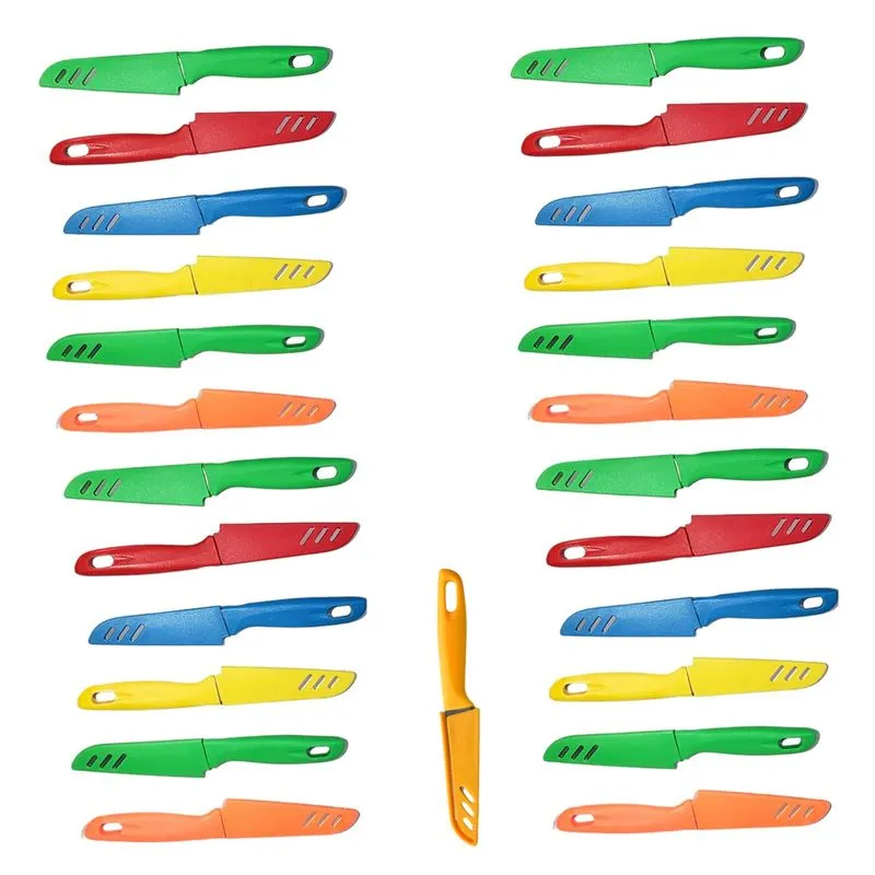 Kit 25 Facas Para Legumes AçoInox comCapa Sortidas Afiada 25