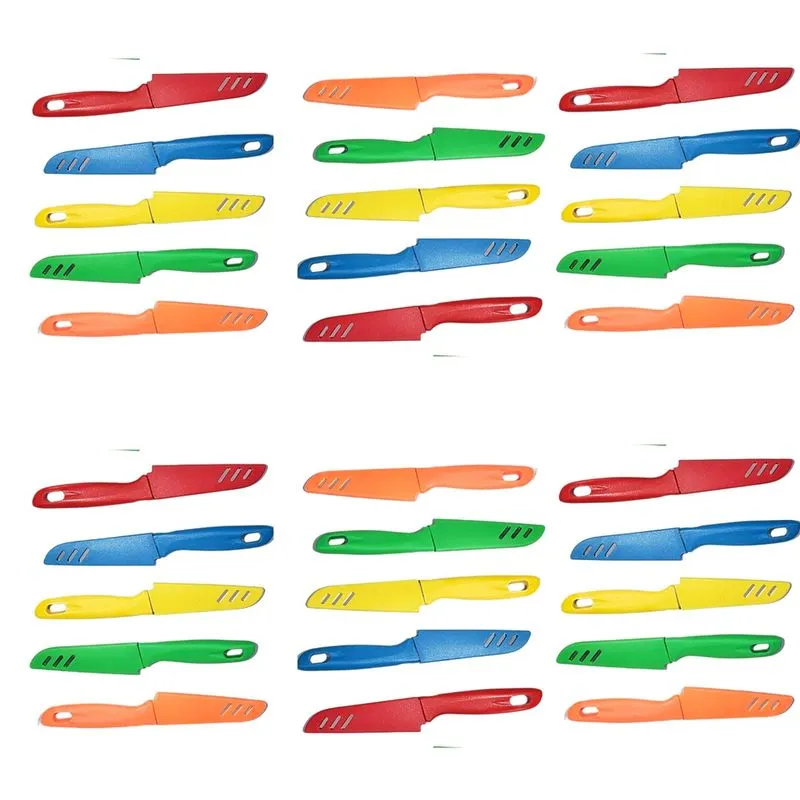 Kit 30 Facas Para Legumes AçoInox comCapa Sortidas Afiada 30