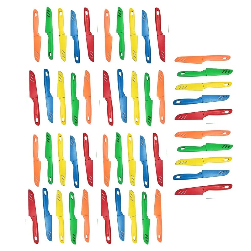 Kit 50 Facas Para Legumes AçoInox comCapa Sortidas Afiada 50