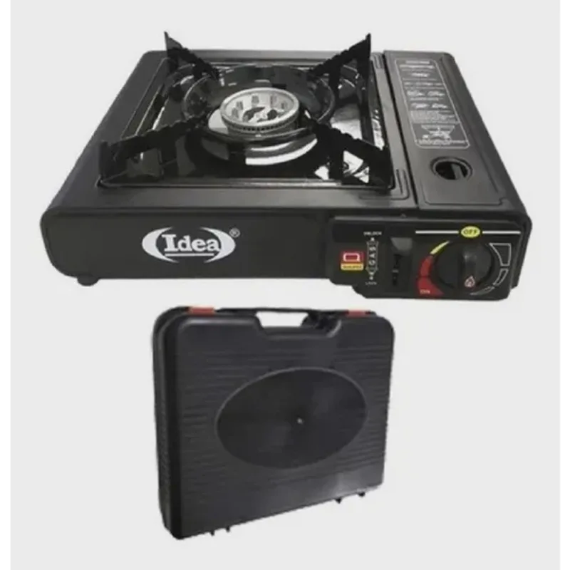 KIt Fogareiro Fogão 1 Boca + Maleta Portátil Camping Viagem Cozinha Lazer de mesa Estrada