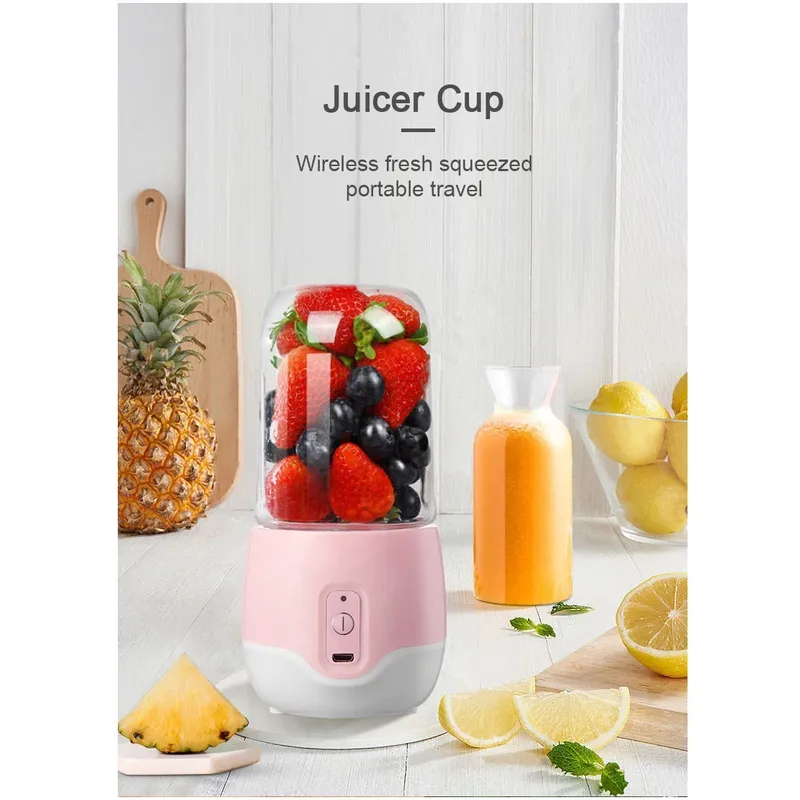 Mini Liquidificador Portátil Usb Shake Suco Cupo 4 Lamina