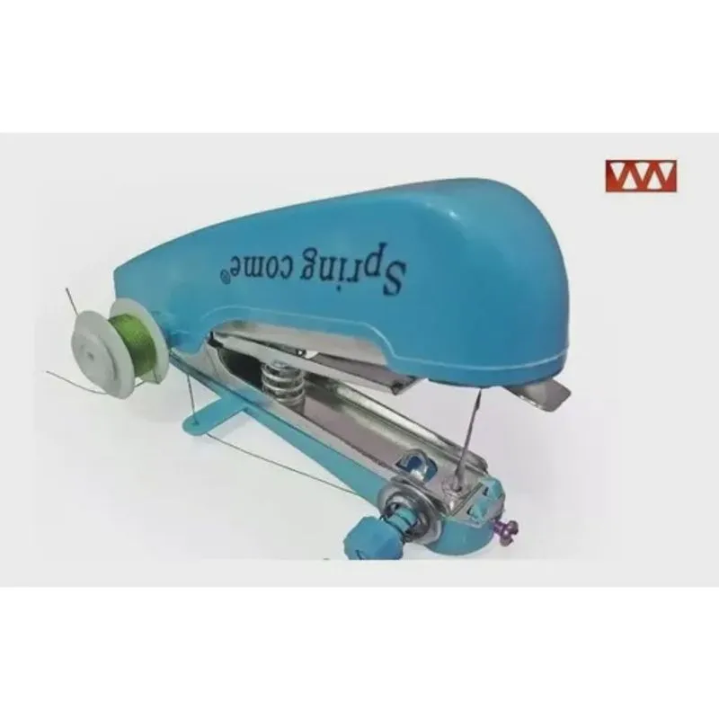 Mini Maquina De Costura Manual Portátil De Mão Azul