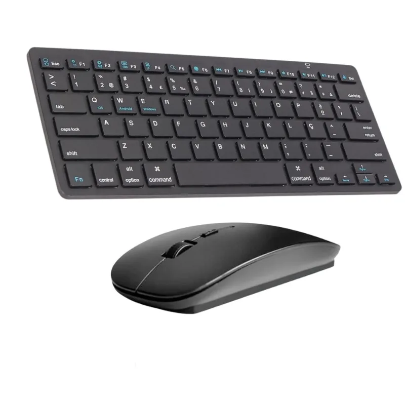 Kit Teclado Mouse Bluetooth Conexão Sem Fio Celular Tablet pc Notebook Smart Tv Portátil