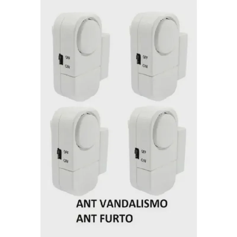 Kit 4 Sensor Alarme Magnético Sirene Porta Janela Sem Fio Nf