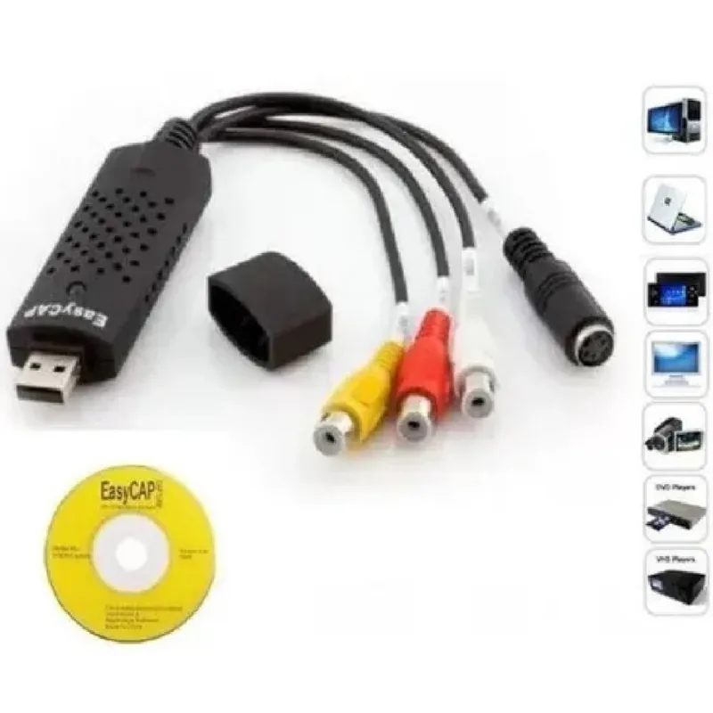 Adaptador Placa Easy Capture Vídeo Externo Usb Captura Áudio USB 2.0 Easy Cap Video TV dvd vhs dvr Support Win8 Win10 para mac ios Oferta nf