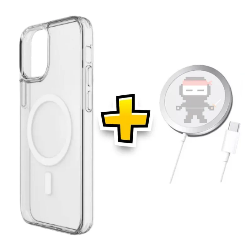 Kit Capa Magnética Para Iphone 15 E Cabo Carregamento
