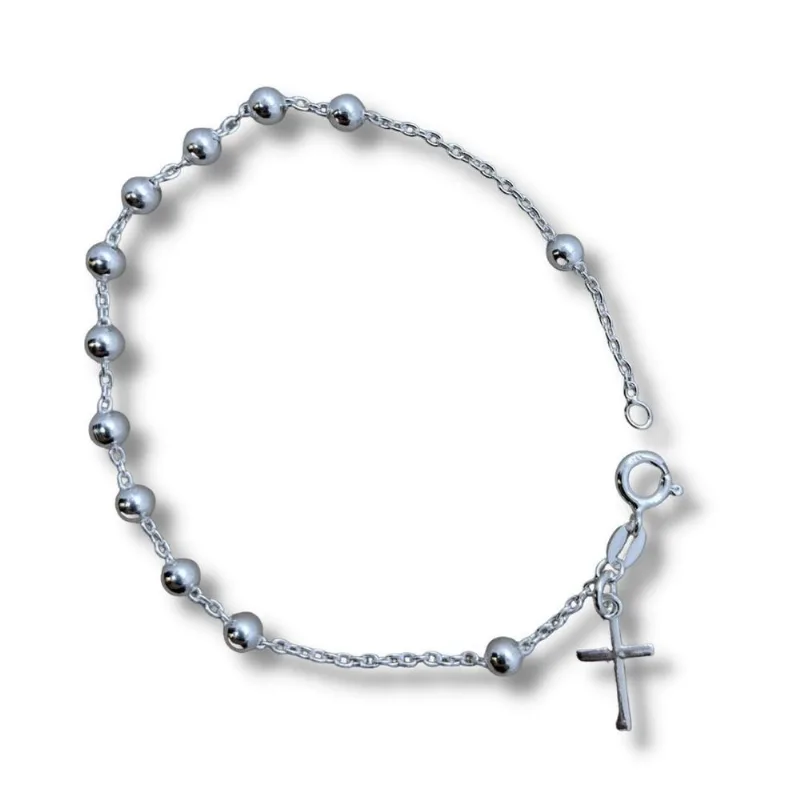 Pulseira Terço Cartier Bola 4mm Prata 925