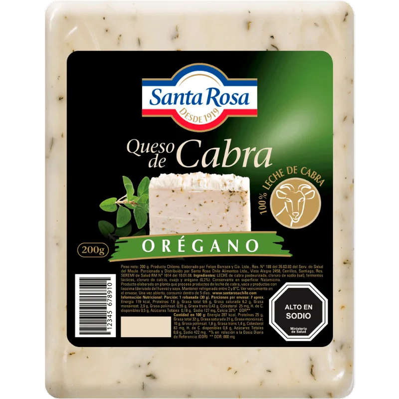 Queso Cabra Orégano Santa Rosa Envasado Trozo 200 g