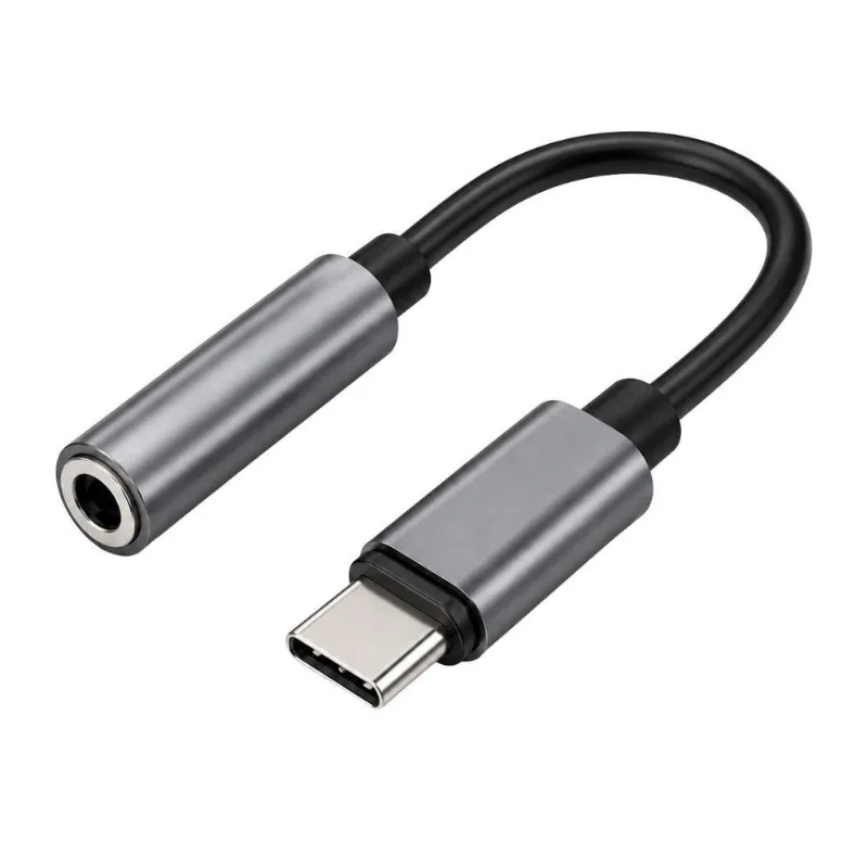 Adaptador de Áudio Conversor Tipo C P2 USB-C para P2 3,5mm Preto MDM 10CM