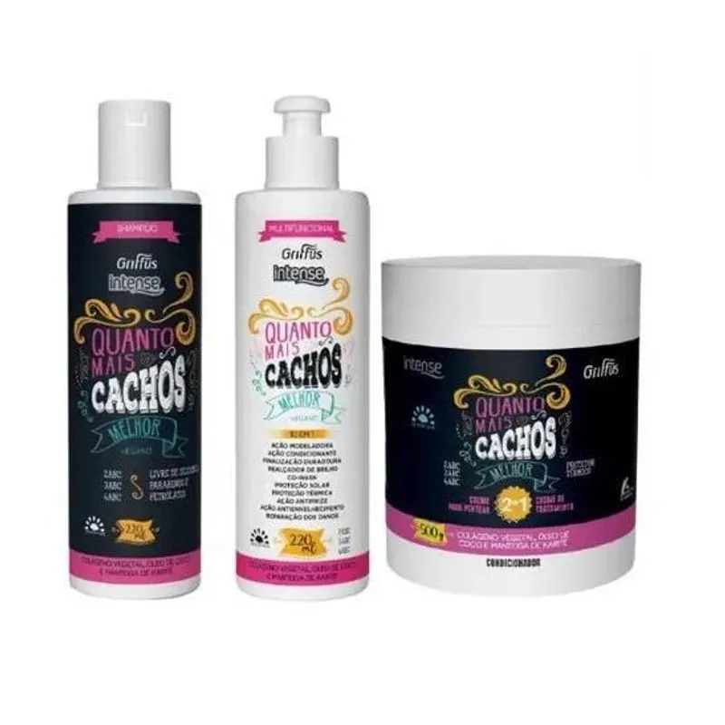 Kit + Creme Vegano Quanto Mais Cachos Melhor Intense Griffus