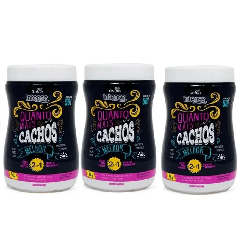 Kit 03 Un Creme De Pentear 2 Em 1 Quanto Mais Cachos 1kg