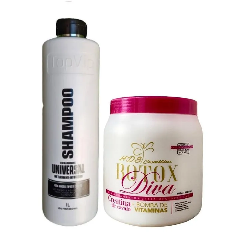 Botox Diva Hds 1kg + Shampoo Antiresíduos 1 Litro