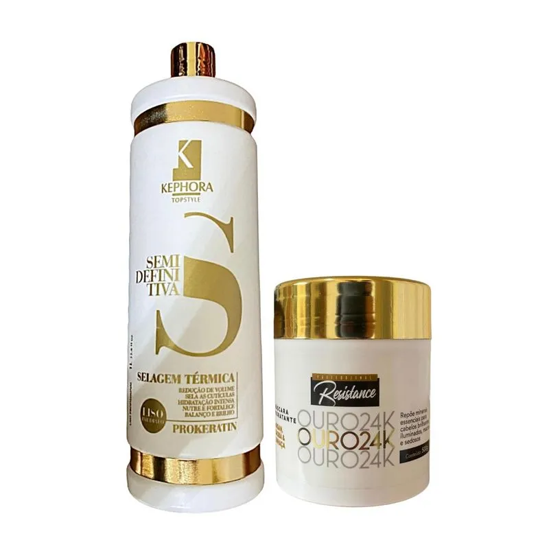 Gloss Selagem Térmica Semi Definitiva Kephora + Hidratação Ouro 500g