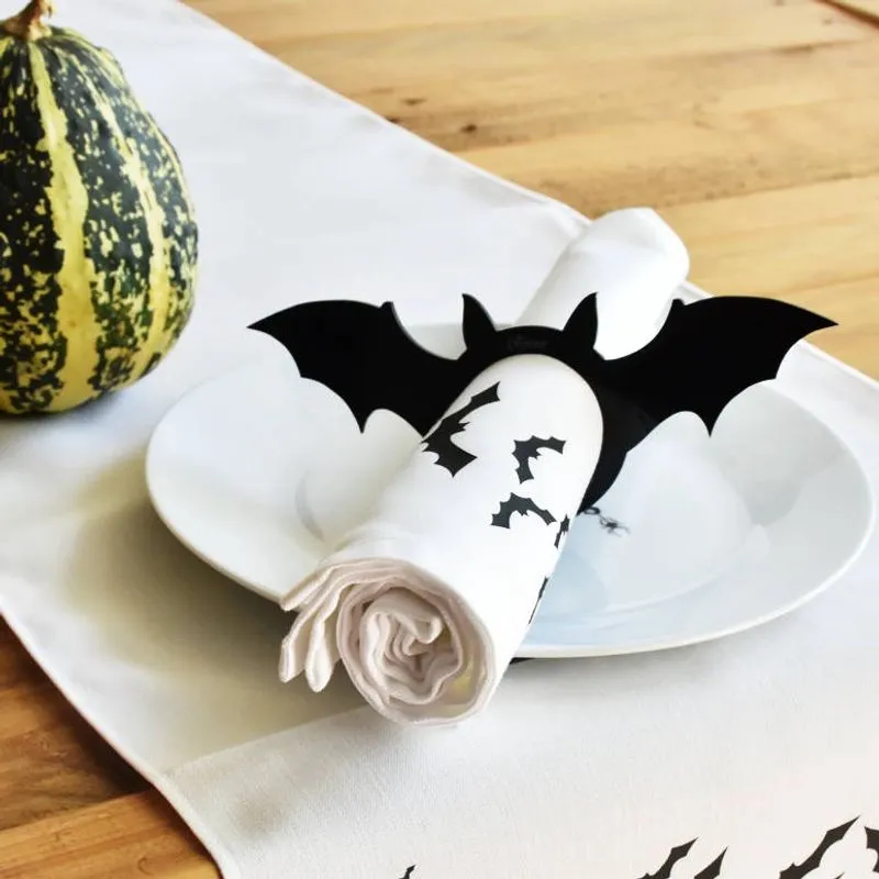 Kit 50 Argolas Porta Guardanapo Dia das Bruxas Halloween Morcego - Decoração de Festa Mesa Posta