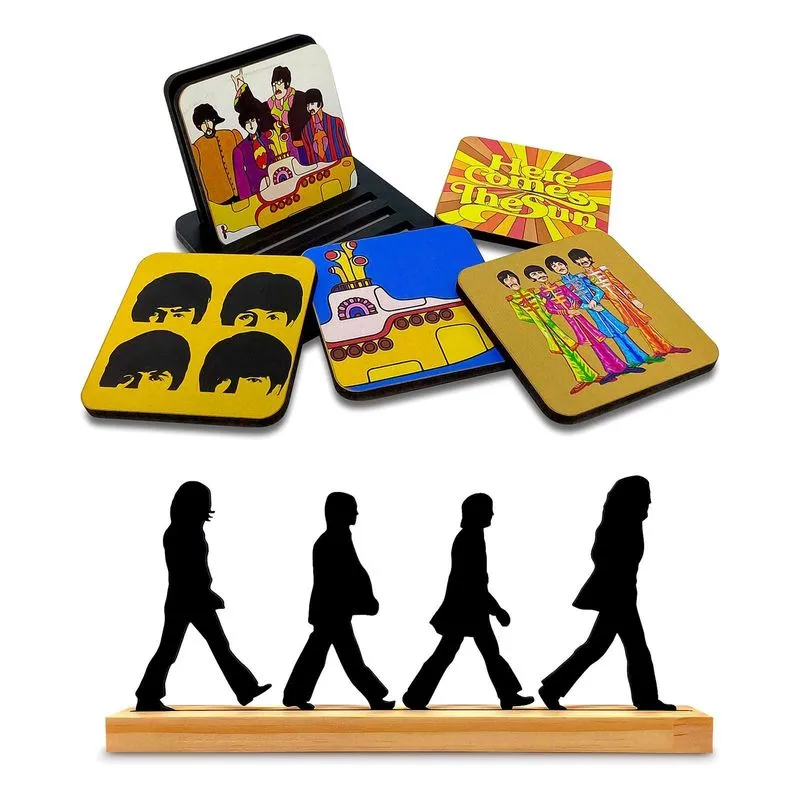 Kit Enfeite Decoração Beatles Porta Copos Display Abbey Road