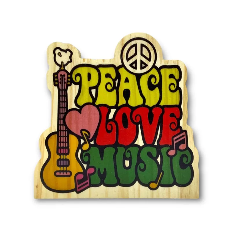 Decoração Woodstock Paz Amor Música Rock N Roll Madeira