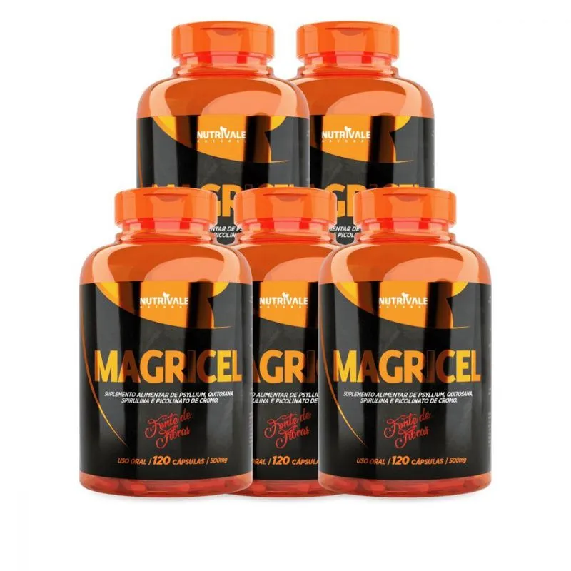 Magricel Emagrecedor 5 Unidades Com 120 Capsulas 500mg