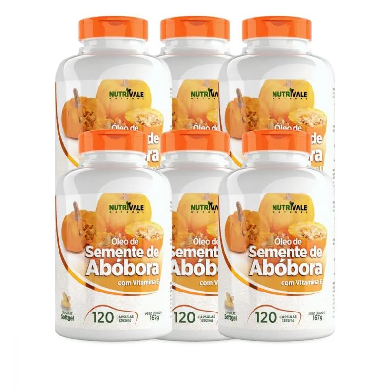 Óleo De Semente De Abóbora 6 Unidades 120 Capsulas 1392 Mg