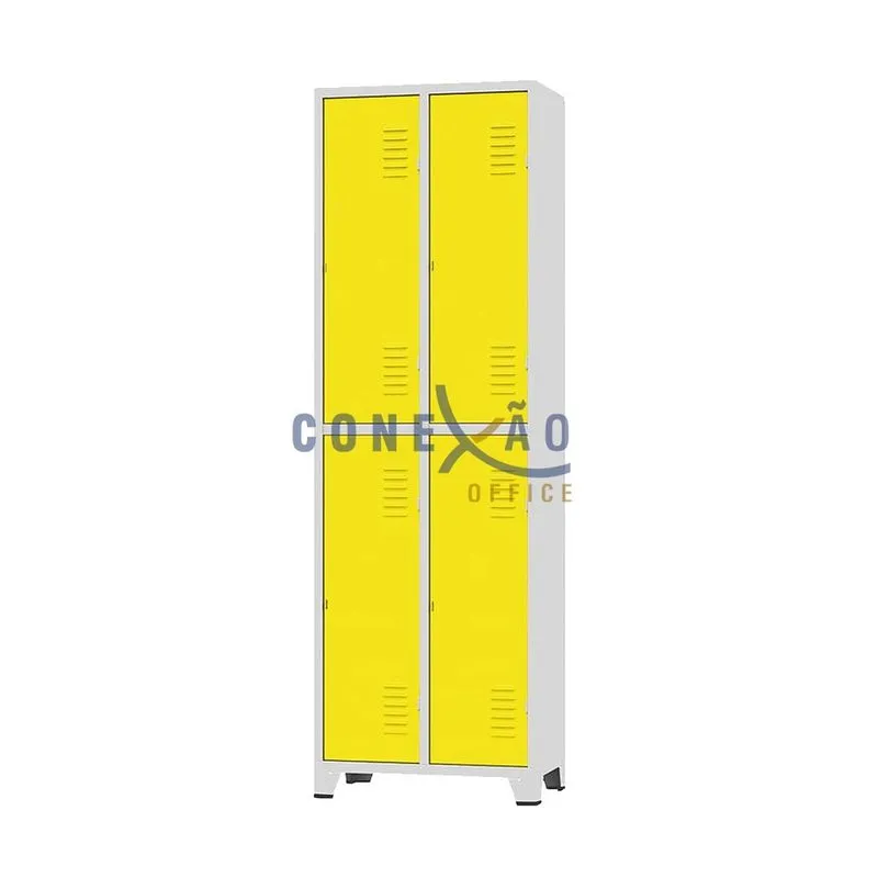 Armário Roupeiro De Aço Para Vestiário 4 Portas Locker Amarelo