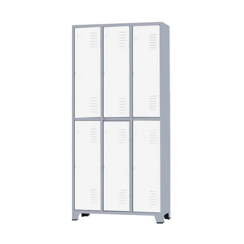 Armário Roupeiro De Aço Para Vestiário 6 Portas Locker Branco