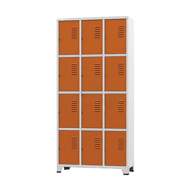 Armário Roupeiro De Aço Para Vestiário 12 Portas Locker Laranja