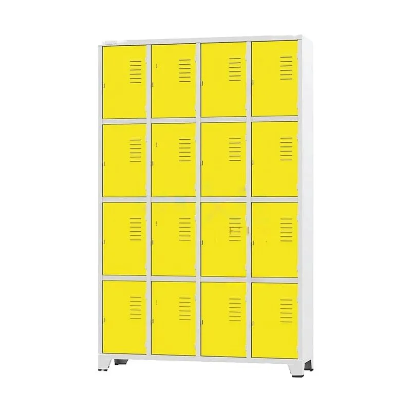 Armário Roupeiro De Aço Para Vestiário 16 Portas Locker Amarelo