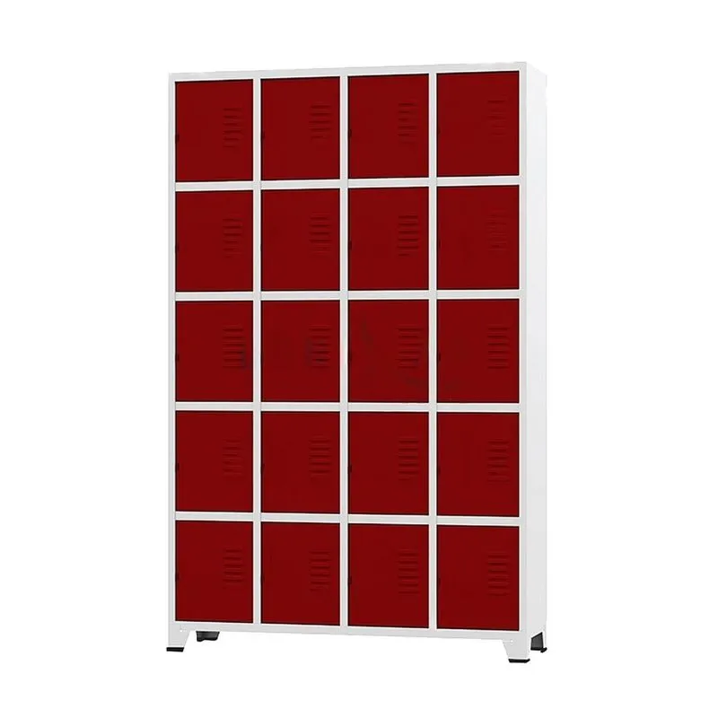 Armário Roupeiro De Aço Para Vestiário 20 Portas Locker Vermelho