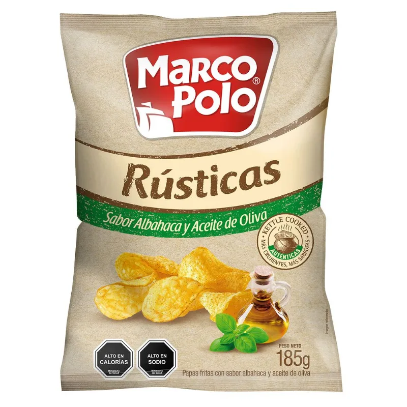 Papas Aceite de Oliva y Albahaca Marco Polo 185 g