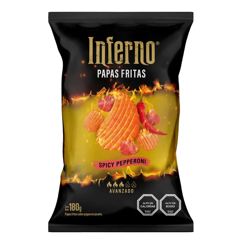 Papas Fritas Inferno Spicy Pepperoni 180 g