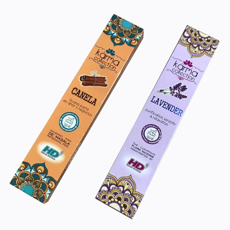 Kit 2 Incenso Indiano Massala Karma Collection - Canela e Lavanda - Caixa 15Gr - Hari Darshan