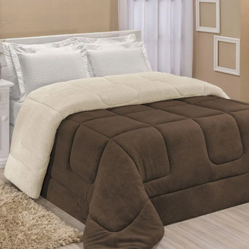 Coberdrom Robust King Manta Soft Sherpa Lã De Carneiro Pesado Grosso 1 Peça - Marrom