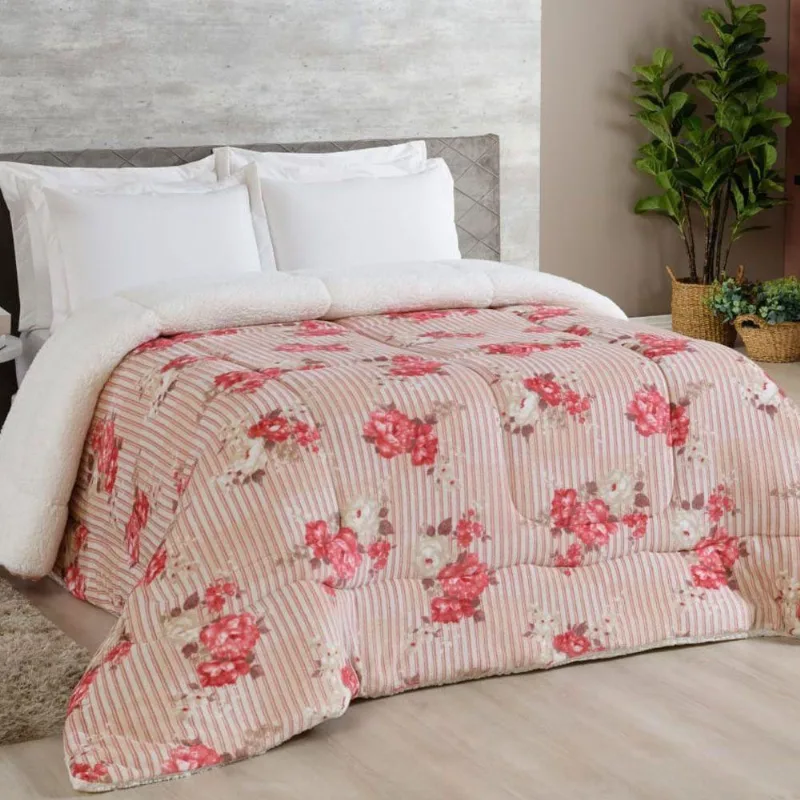 Coberdrom Robust King Manta Soft Sherpa Lã De Carneiro Pesado Grosso 1 Peça - Vermelho Listrado