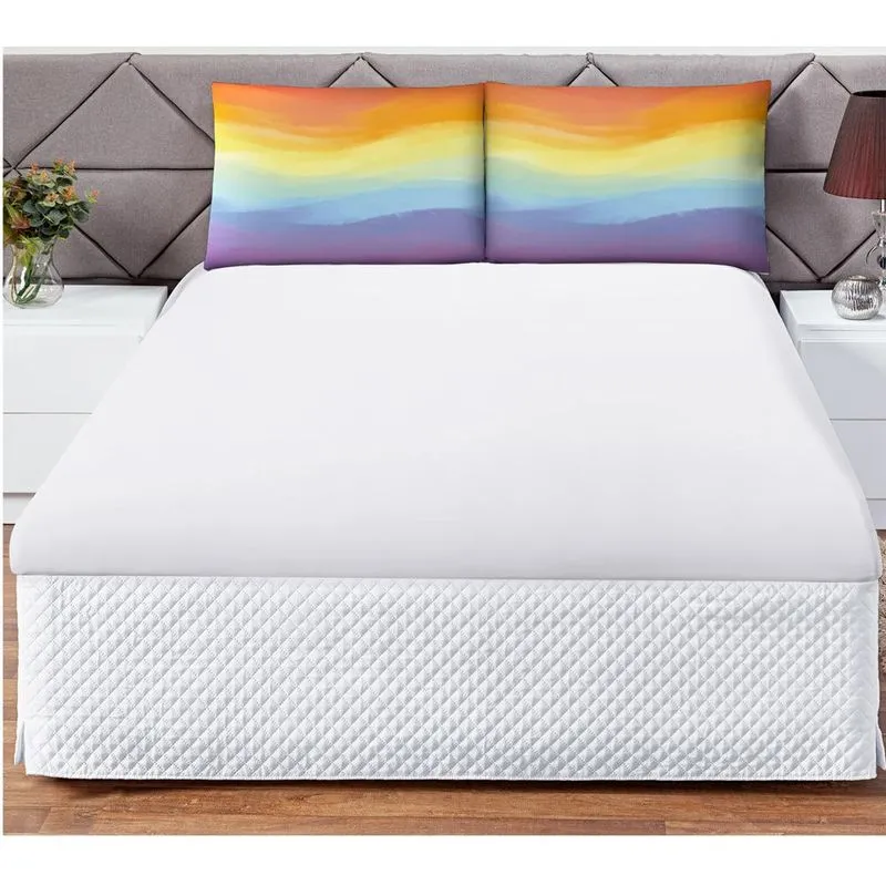 Jogo cama lençol shine queen microfibra 180 fios 3 peças - tie dye branco