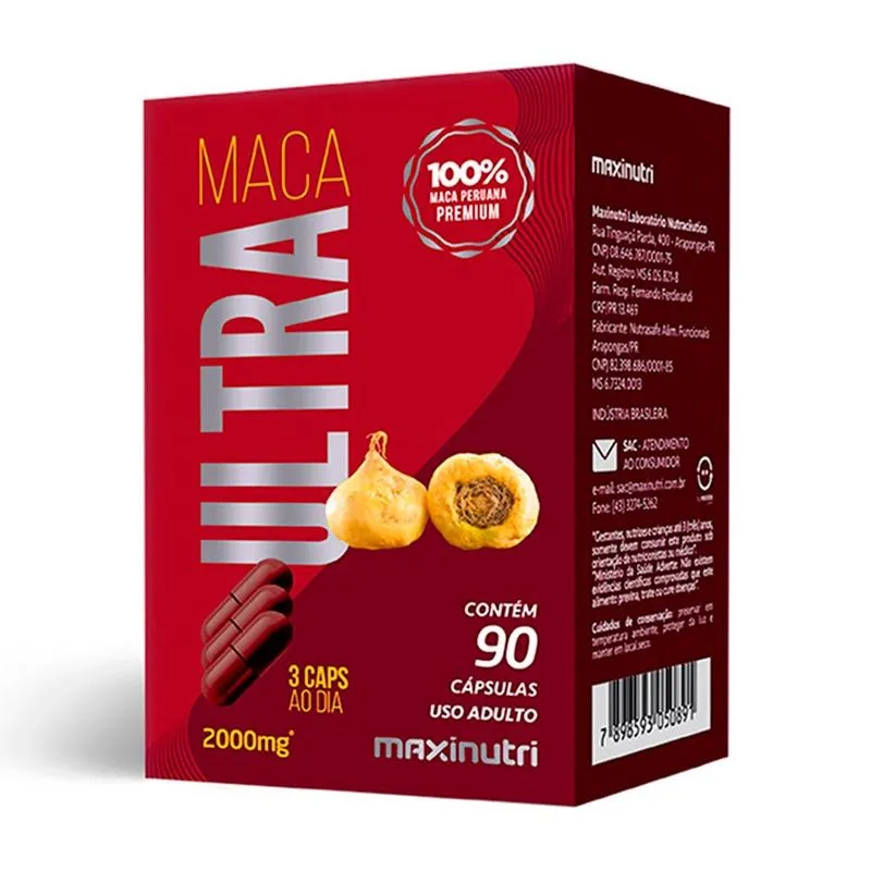 Maca Peruana Ultra 2000mg 100% Maca 90 Capsulas Maxinutri