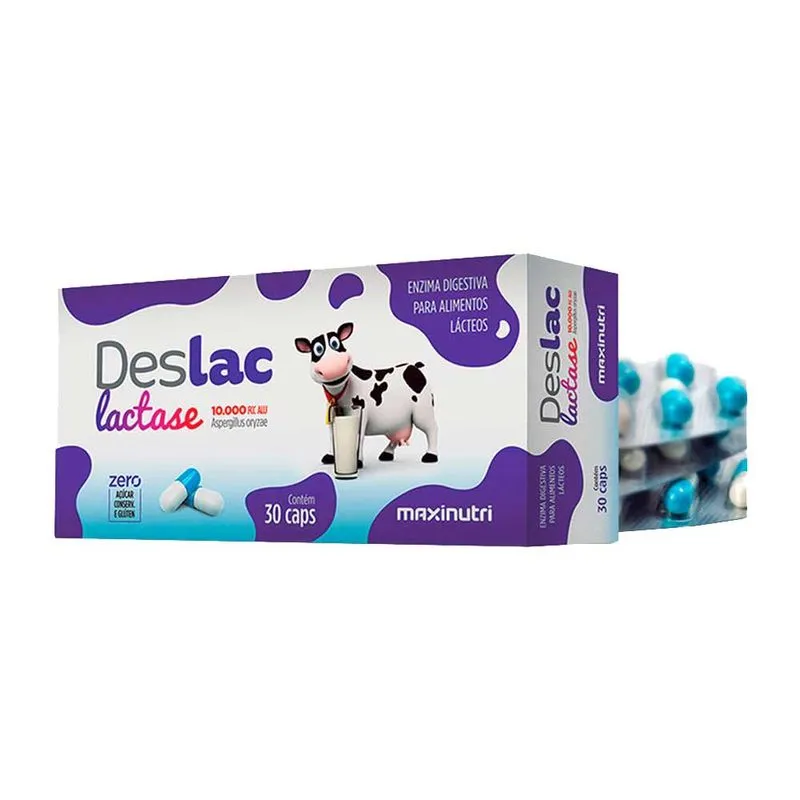 Deslac Enzima Lactase 10.000 fcc com 30 Cápsulas Maxinutri