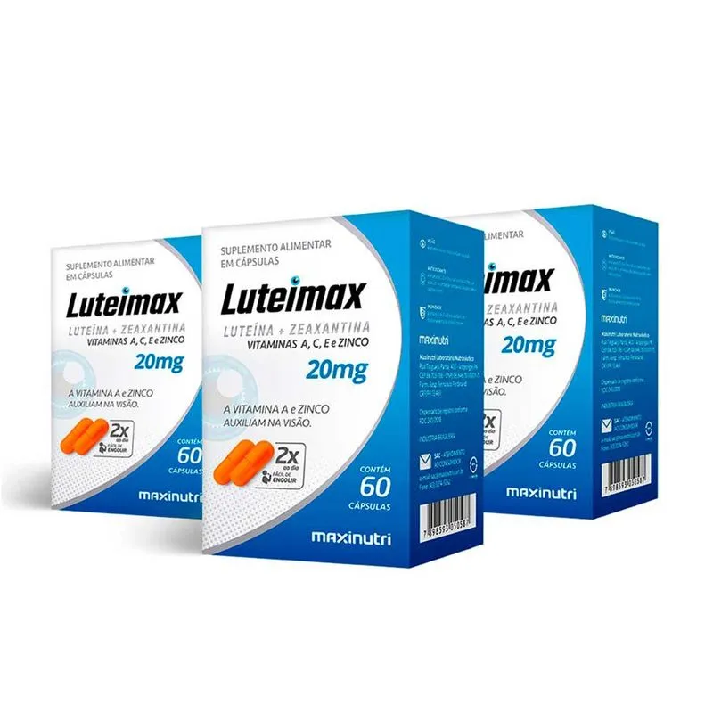 Kit 03 Luteimax Luteína e Zeaxantina 20mg 60 Caps Maxinutri