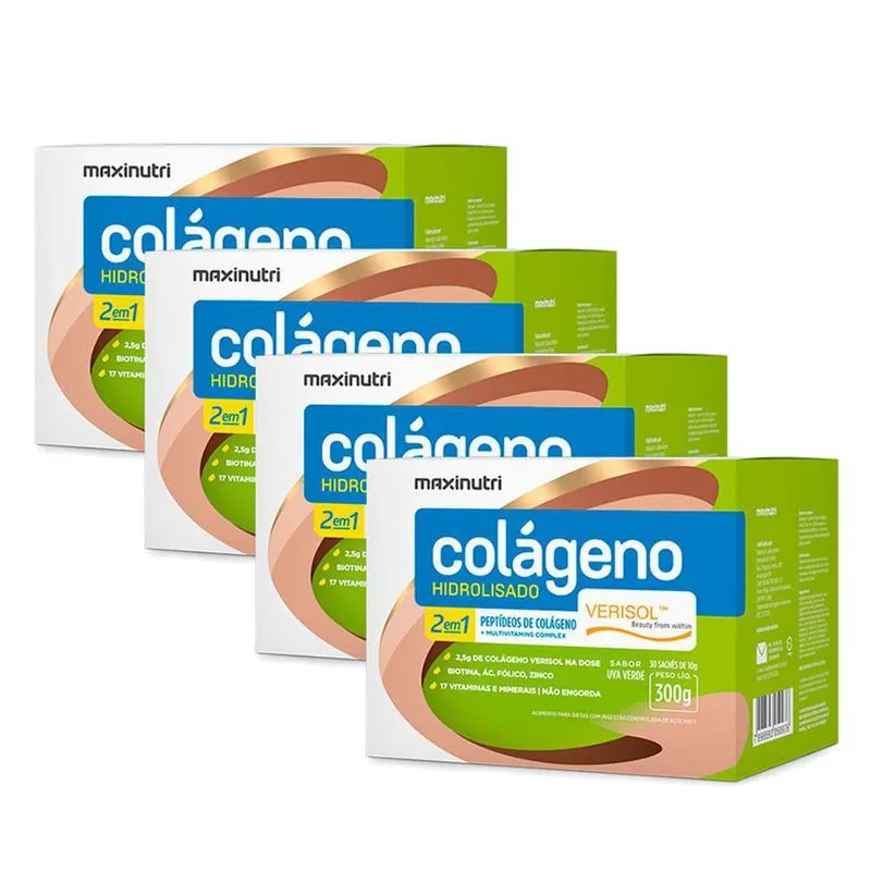Kit 4 Colágeno Hidrolisado Verisol Sachês Uvaverde Maxinutri