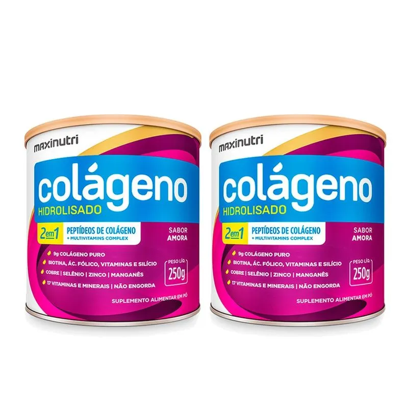Kit 2 Colágeno Hidrolisado 250G Hair Skin Amora Maxinutri