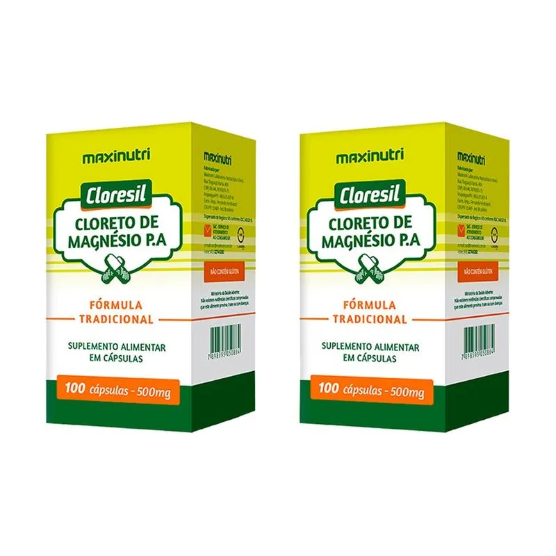 Kit 02 Cloresil Cloreto Magnésio p. A 500Mg 100 Cápsulas