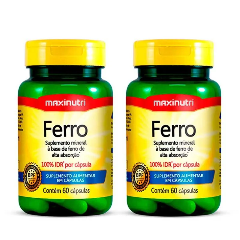 Kit 02 Ferro 100% Idr Com 60 Cápsulas Maxinutri