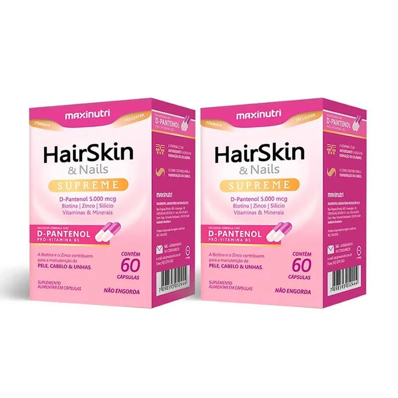 Kit 02 HairSkin Supreme com D-Pantenol 60 Caps Maxinutri
