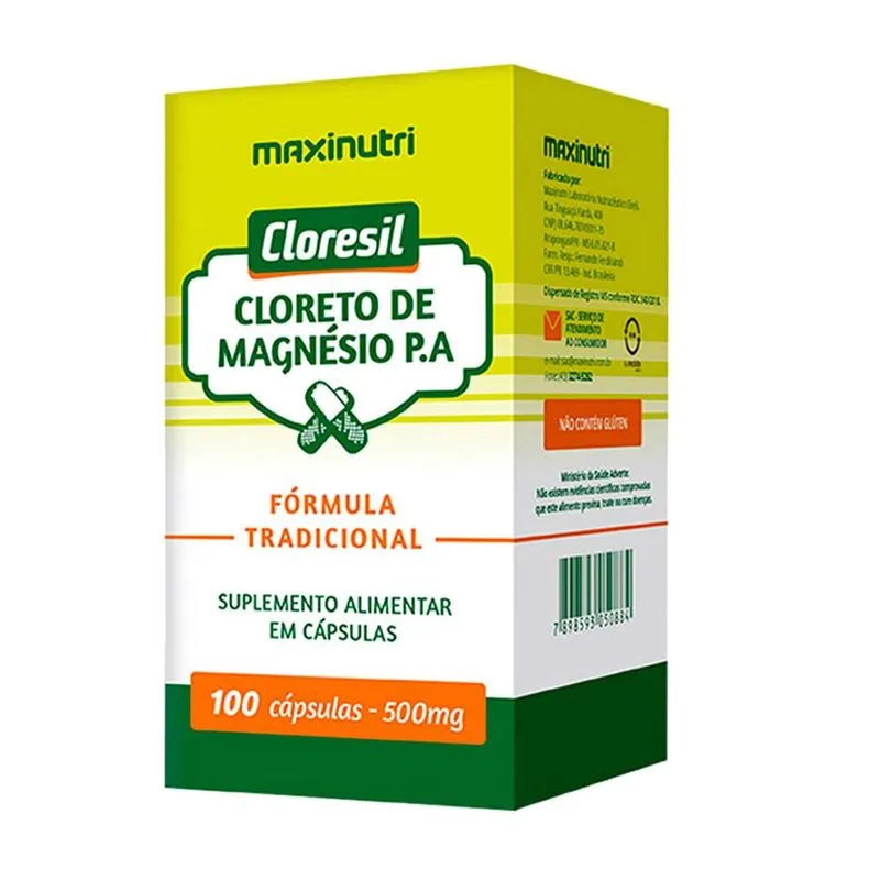 Cloresil Cloreto Magnésio p. A 500Mg 100 Cápsulas Maxinutri